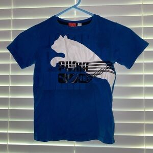 Puma Kids Blue Tee with White Logo